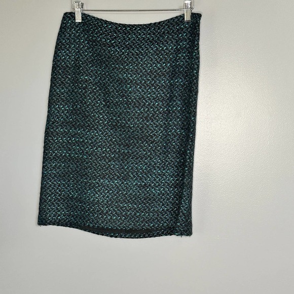 BETH Bowley Green Wool Boucle Pencil Skirt Size 2 - Picture 2 of 6